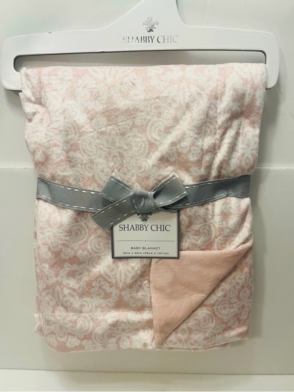 Shabby Chic Lace Stripe Baby Nursery Blanket Pink & White Medallion Pattern